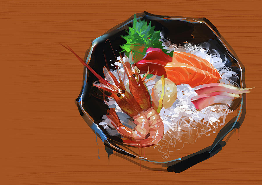 Bowl Of Prawns And Seafood With Rice Photograph by Ikon Ikon Images
