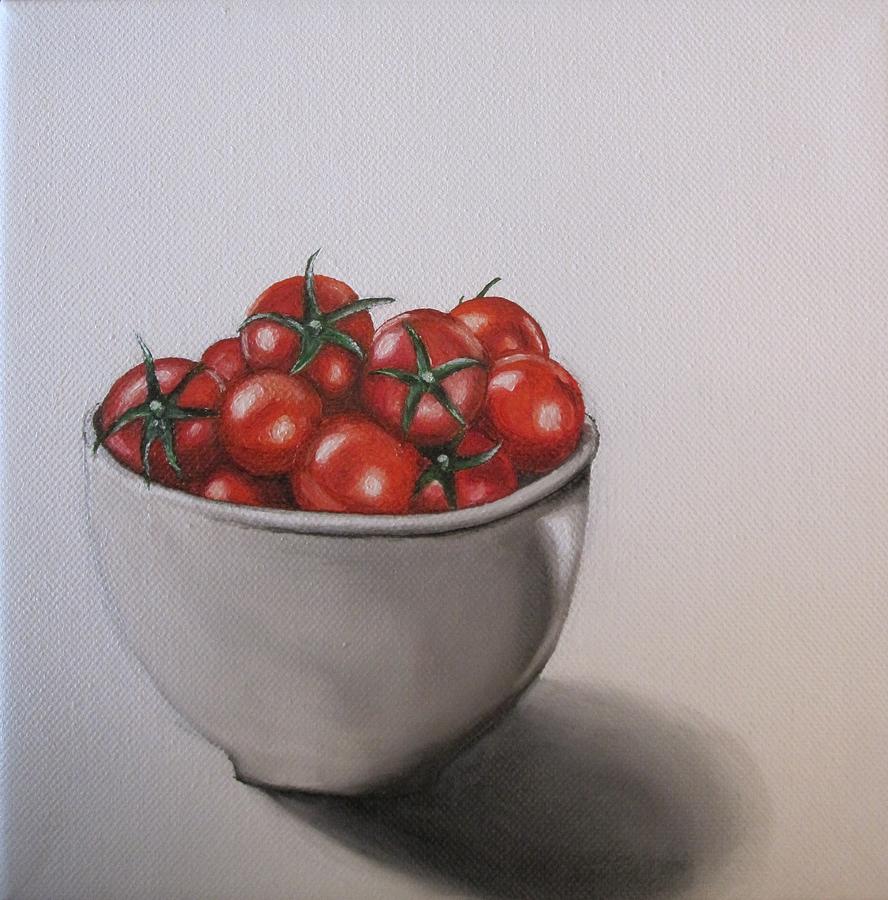 Bowl Of Tomatoes Painting by Laurie Dellaccio