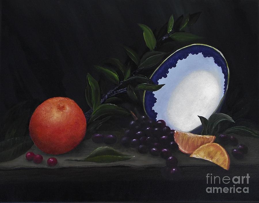 Bowl with Grapes and Oranges Painting by Michelle Welles