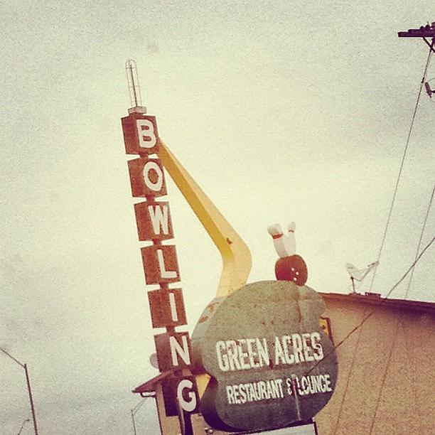 Vintage Photograph - Bowling Sign In Abilene #nostalgia by Anne Marie