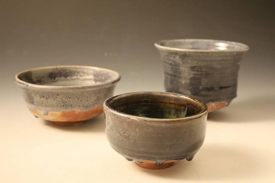 Bowl Ceramic Art - Bowls In Blue by Lauren Crawford