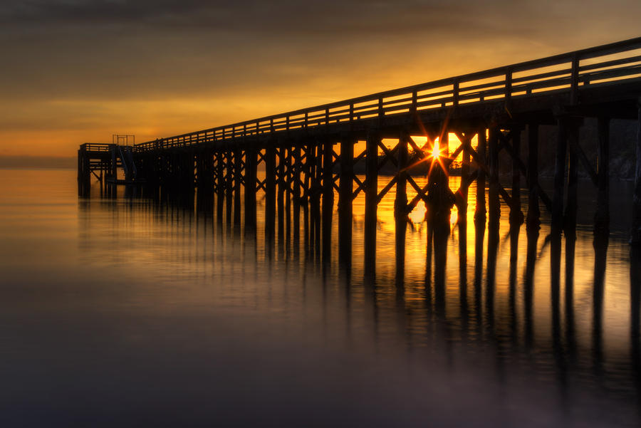Bowman Bay Pier Sunset Photograph by Mark Kiver
