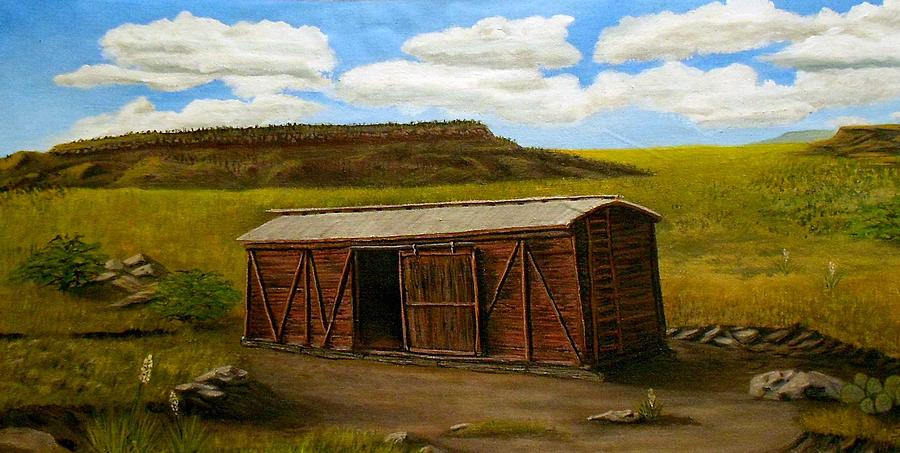 Boxcar on the Plains Painting by Sheri Keith
