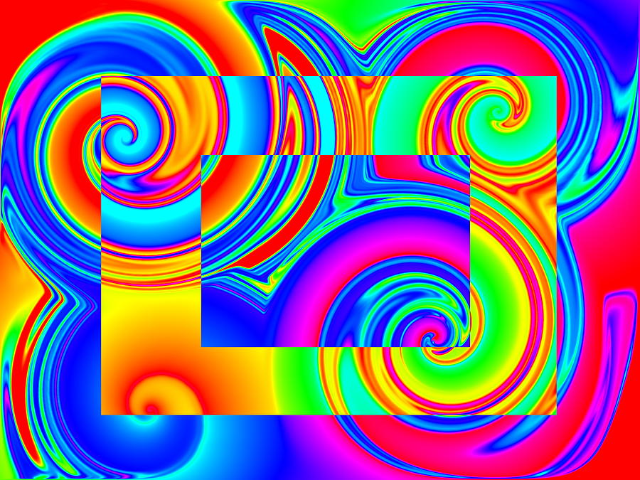 Boxed Rainbow Swirls 1 Digital Art