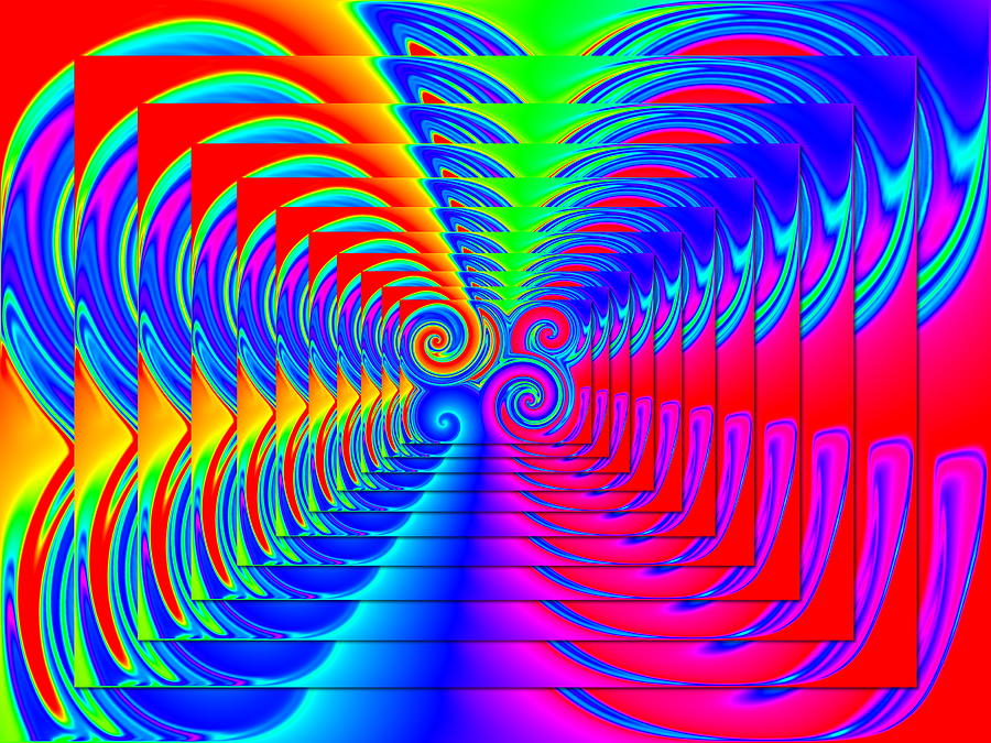 Boxed Rainbow Swirls 2 Digital Art