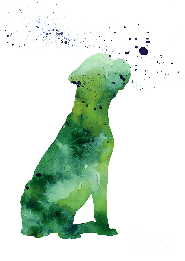 Dog Painting - Boxer dog silhouette large poster by Joanna Szmerdt