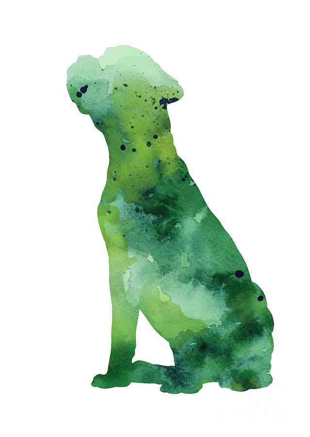 Dog Painting - Boxer dog silhouette watercolor art print painting by Joanna Szmerdt