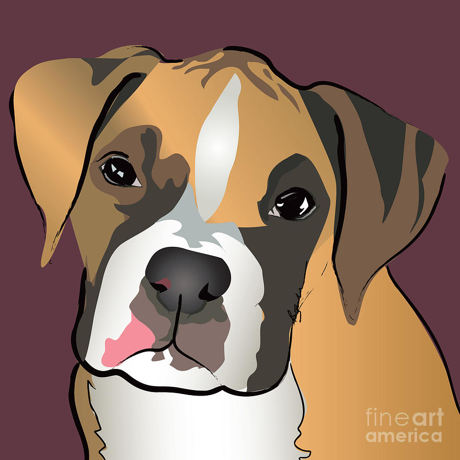 Boxer Puppy Pet Portrait  Painting by Robyn Saunders