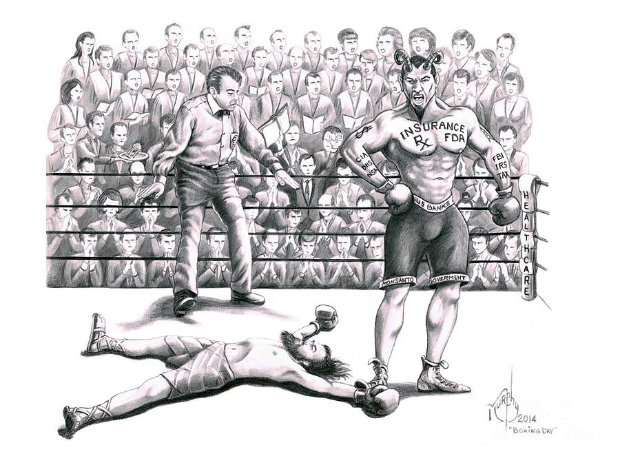 Sports Drawing - Boxing Day by Murphy Elliott