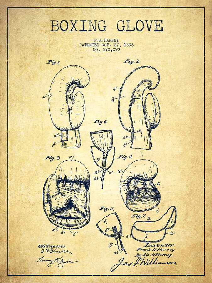 Vintage Digital Art - Boxing Glove Patent Drawing from 1896 - Vintage by Aged Pixel