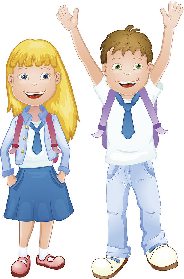 School Boy And Girl Drawing Images