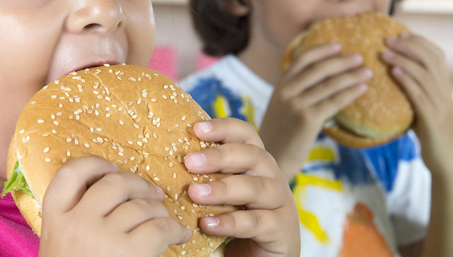 Boy And Girl With Hamburgers Photograph by Energyy