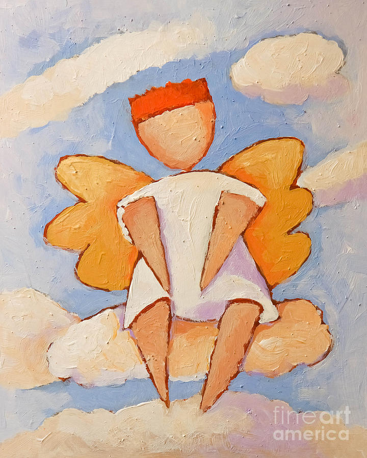 Boy Angel Painting by Lutz Baar