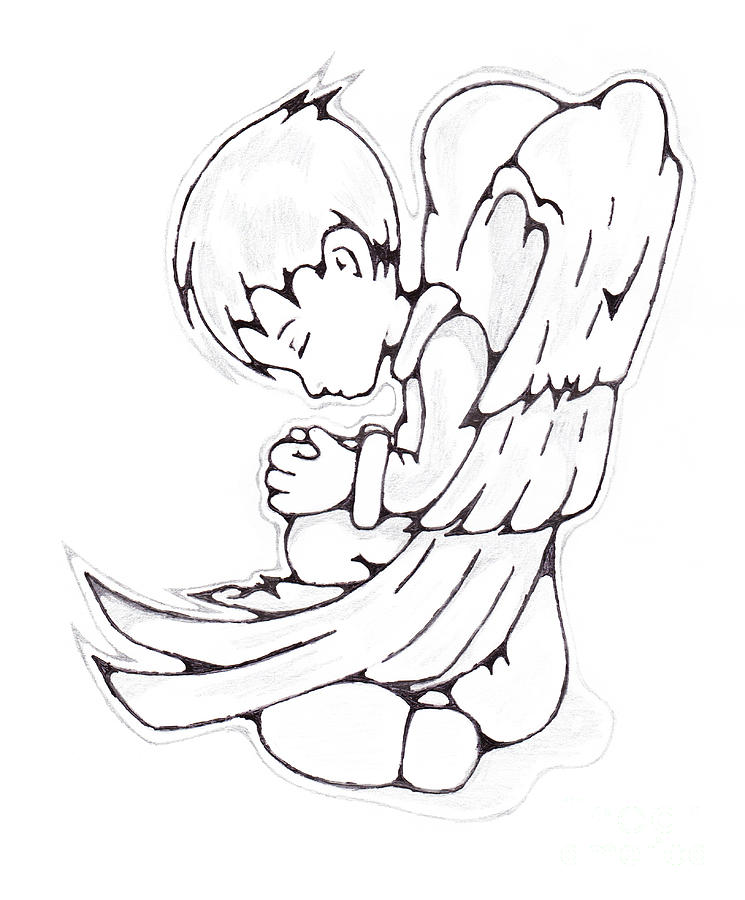 Boy Angel Drawing by Matt Sutherland