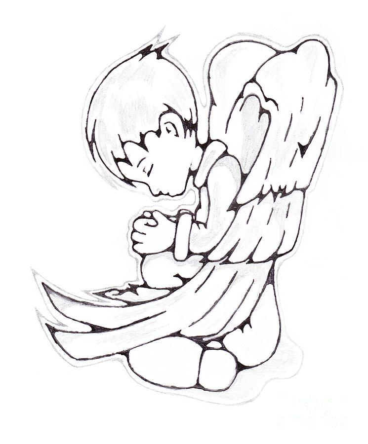 simple boy angel drawing