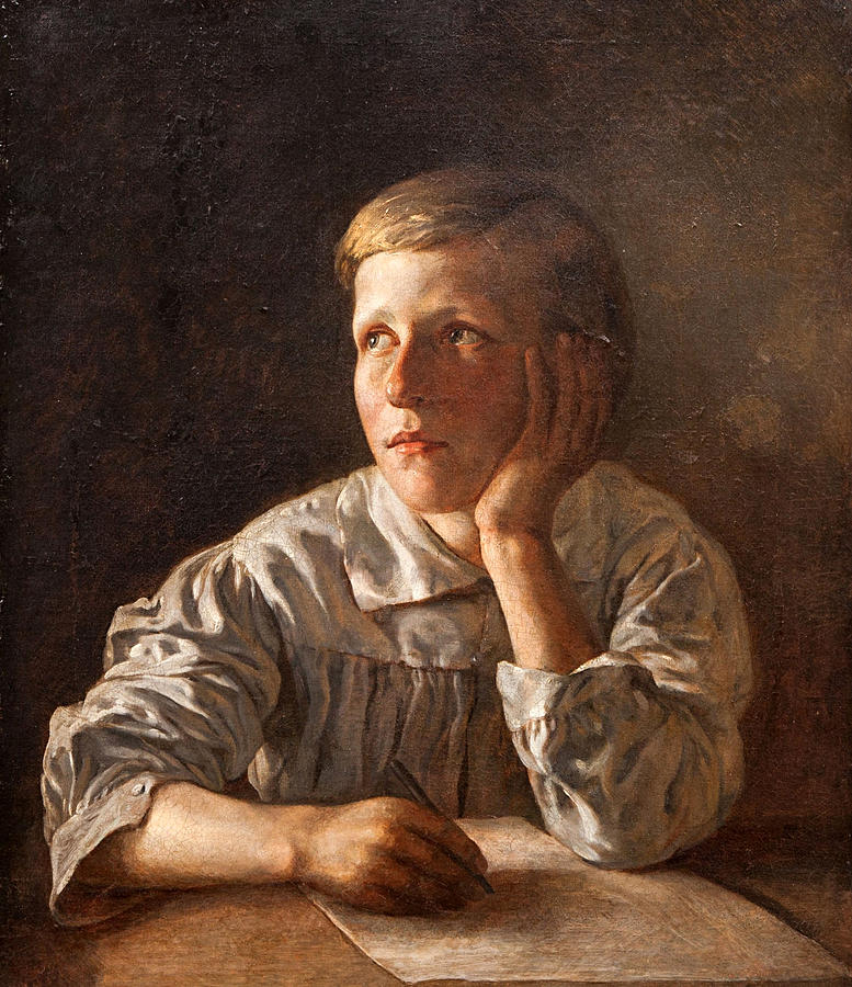 Boy at a Table Painting by Alexei  Tyranov