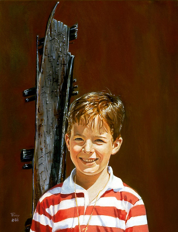 Boy At Old Treehouse Painting by Robert Tracy