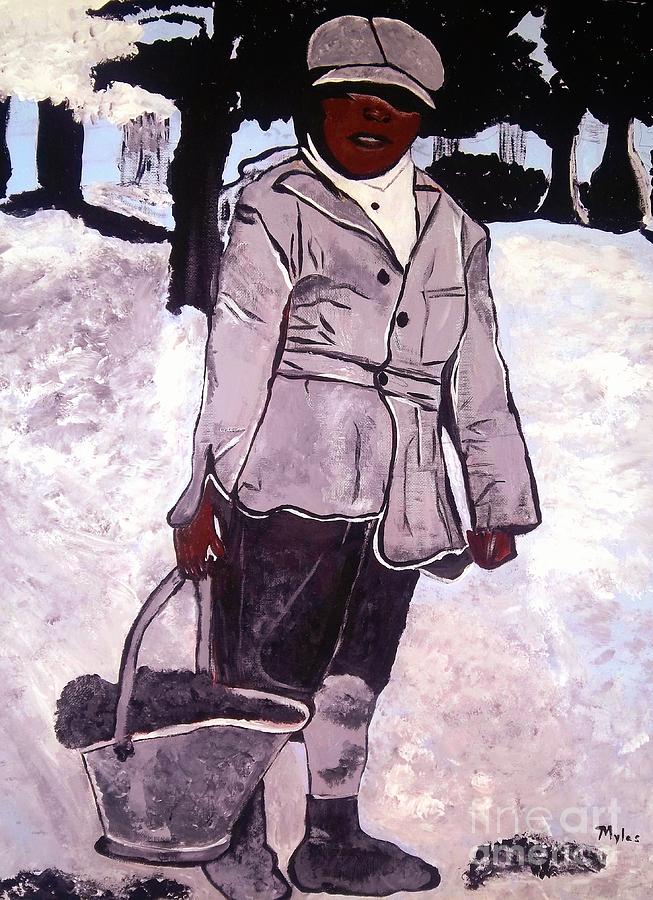 Boy Carrying Coal c1901 Painting by Saundra Myles