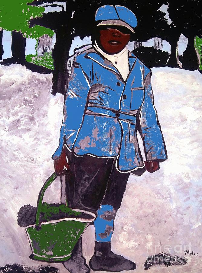 Boy Carrying Coal Circa 1901 Painting by Saundra Myles