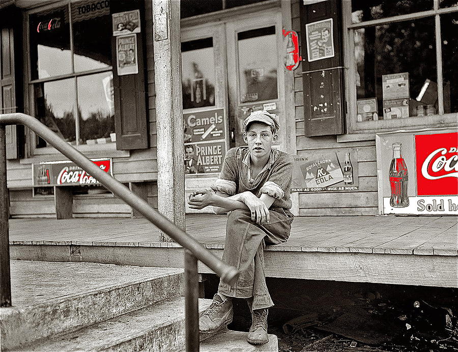 Boy Coca Cola signs general store John Vachon photo Roseland Virginia April 1938-2014 Photograph by David Lee Guss