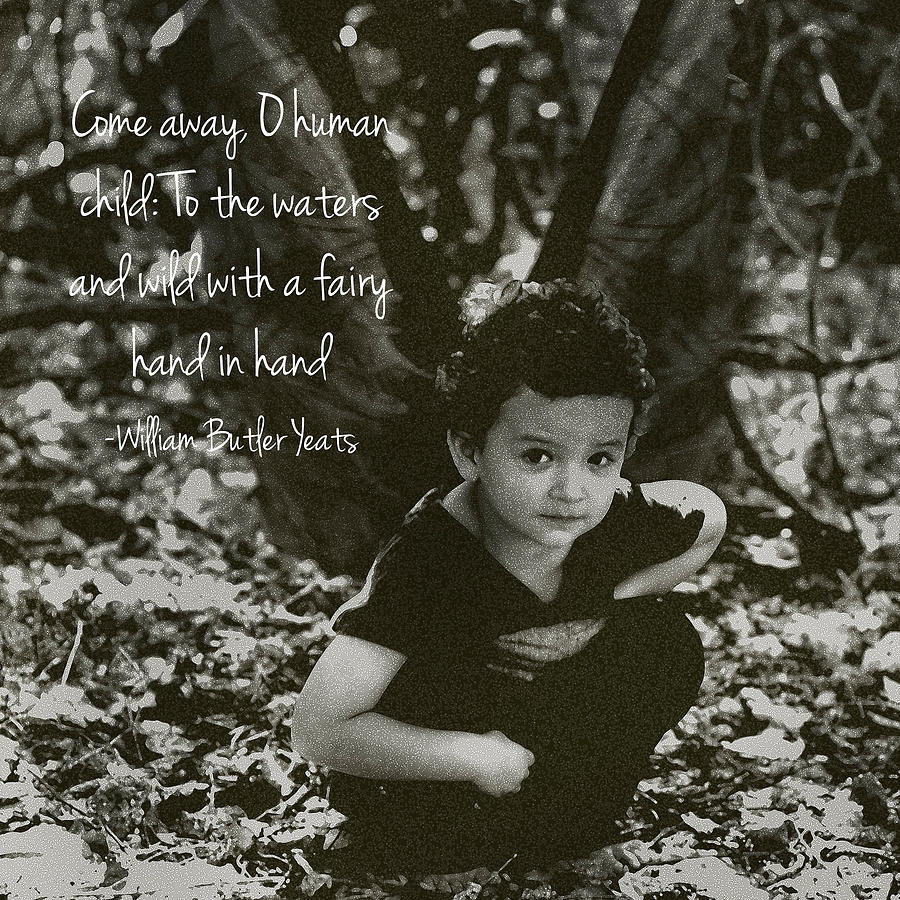 Black And White Photograph - Boy Fairy and Quote by Cherie Haines