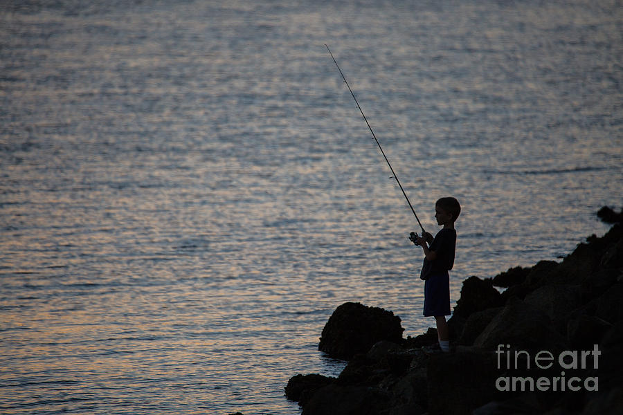 Boy Fishing Photograph - Boy Fishing A2912 by Stephen Parker