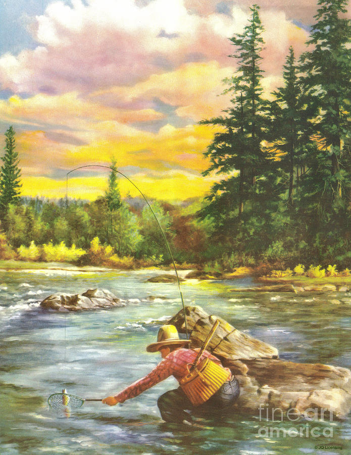Boy Fishing Painting by JQ Licensing