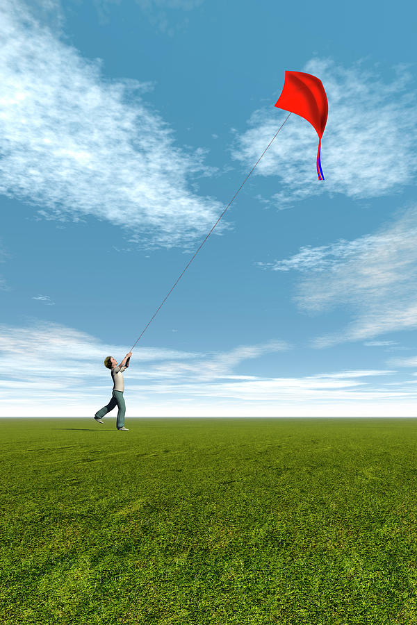 Boy Flying A Kite Photograph by Carol & Mike Werner