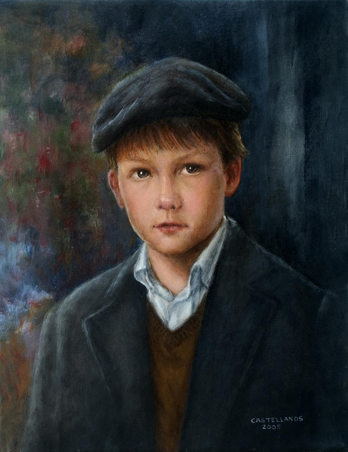 Portrait Painting - Boy in Beret by Sylvia Castellanos