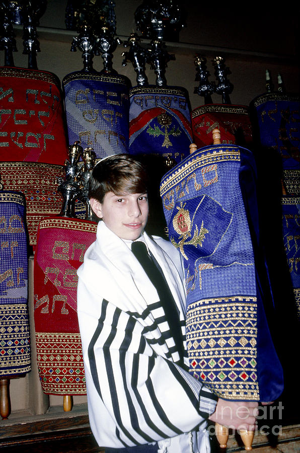 Boy In Front Of Ark At Bar Mitzvah Photograph by Van D. Bucher