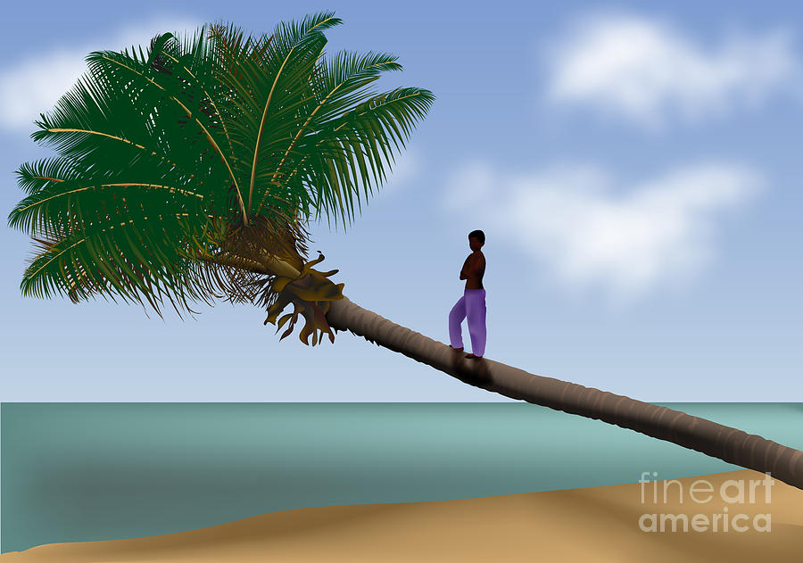 Boy On A Palm Tree Digital Art by Gina Koch