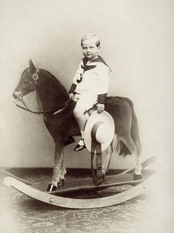 Boy On Rocking Horse, 1890 Photograph by Granger