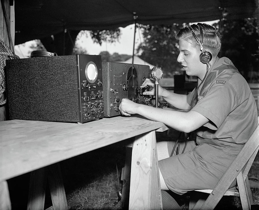 Boy Scouts Radio, 1937 Photograph by Granger