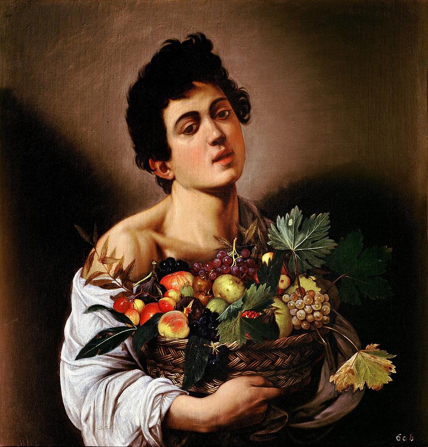 Boy with a Basket of Fruit Painting by Caravaggio