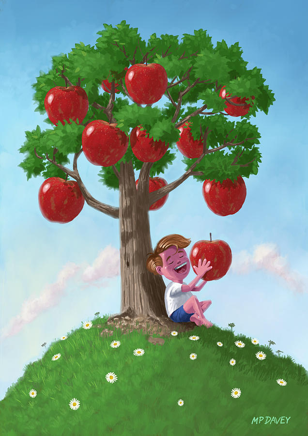 Boy with Apple Tree Digital Art by Martin Davey