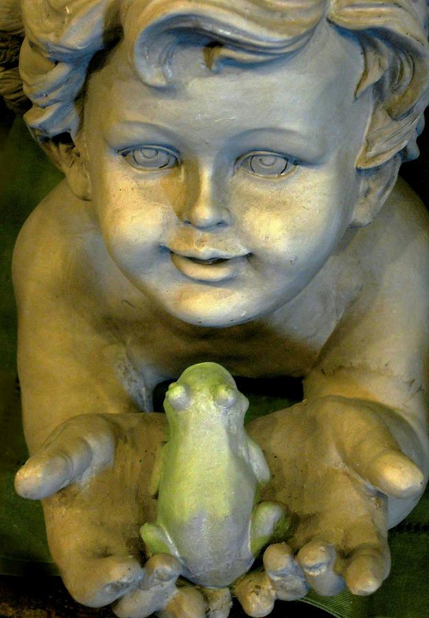 Cupid with Frog Photograph by Carolyn Jacob