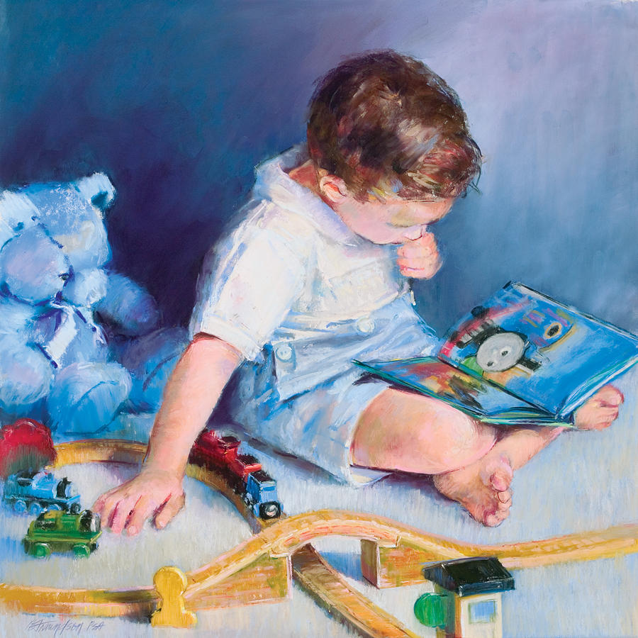 Child Pastel - Boy With Train by Beverly Amundson Child Pastel - Boy With Train by Beverly Amundson