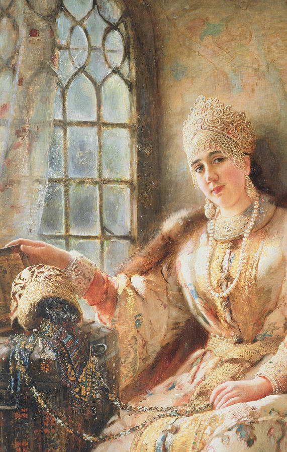 Boyar's Wife at the Window Painting by Konstantin Egorovich Makovsky ...