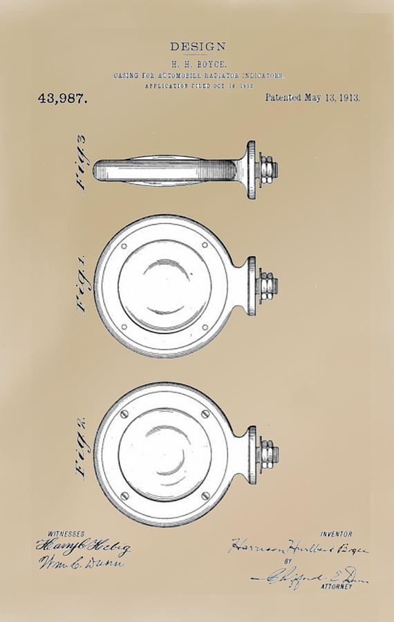 Boyce Motometer Patent Drawing by Jack Pumphrey