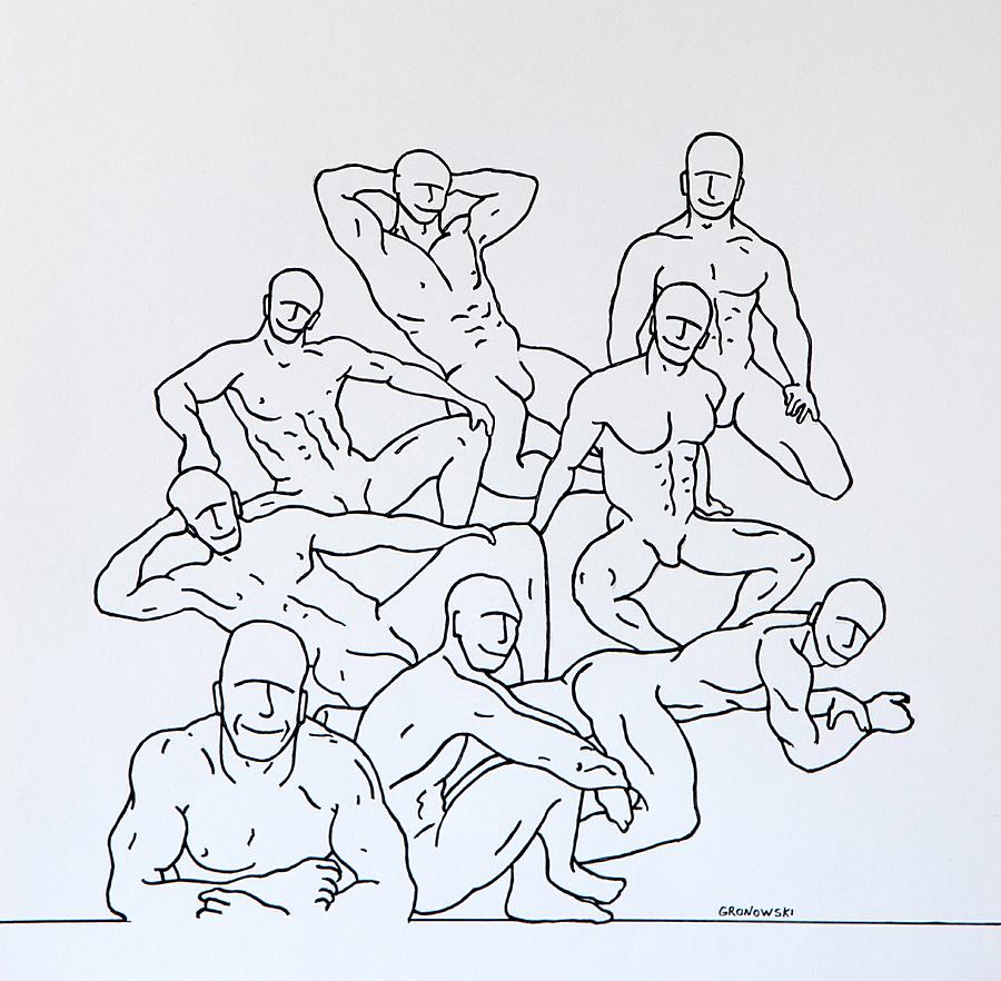 Figurative Drawing - Boys At Work #1 by Thomas Gronowski