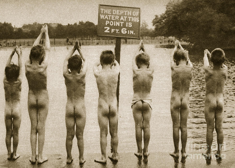 London Photograph - Boys Bathing in the Park Clapham by English Photographer