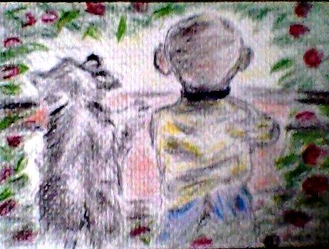 Boys Best Friend Notecard Drawing by Suzanne Berthier