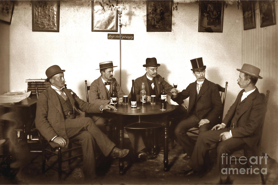 Wine Photograph - Boys dont get angry Saloon circa 1890 by Monterey County Historical Society