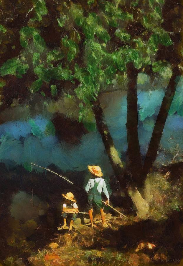 Boys Fishing in a Bayou Digital Art by Kai Saarto
