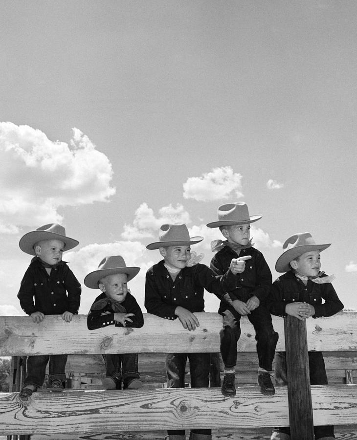Boys In Identical Cowboy Outfits Photograph by B. Taylor/ClassicStock