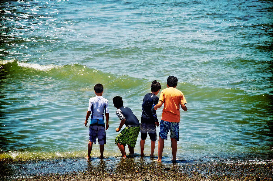 Boys on the Beach Photograph by Mary Machare