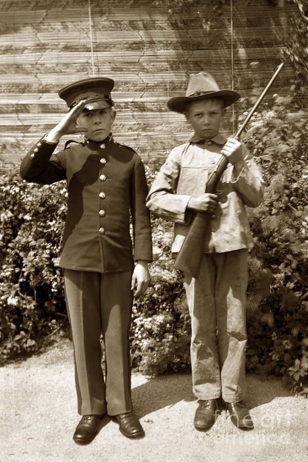 Spanish-american War Photograph - Boys playing army 1898 by Monterey County Historical Society