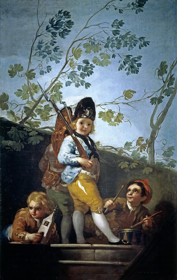 Boys Playing Soldiers Painting by Francisco Goya