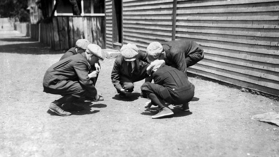 Boys Shooting Craps, C1916 Photograph by Granger