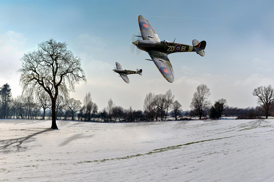 Low-flying Spitfires in winter Photograph by Gary Eason